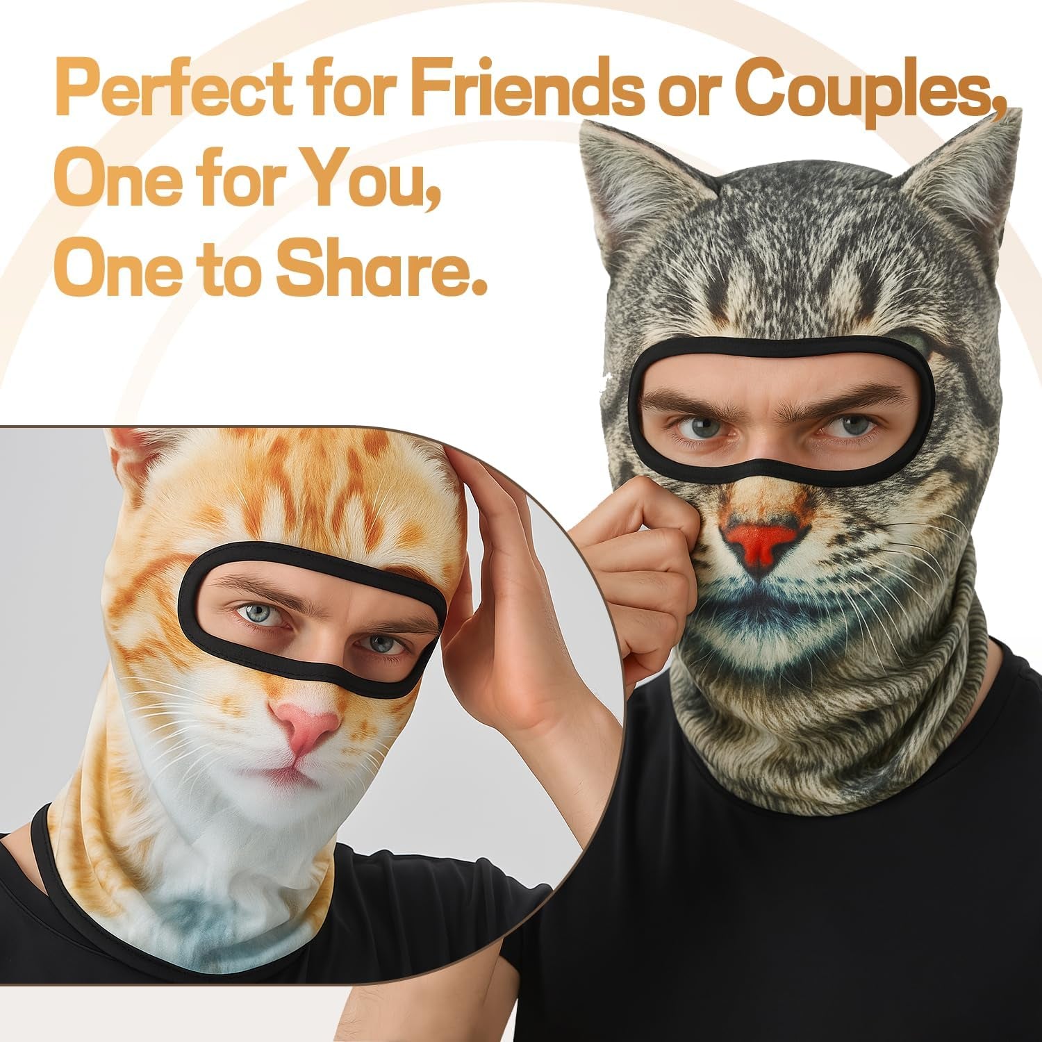 2 Pack 3D Cat Ski Mask with Ears Funny Animal Balaclava