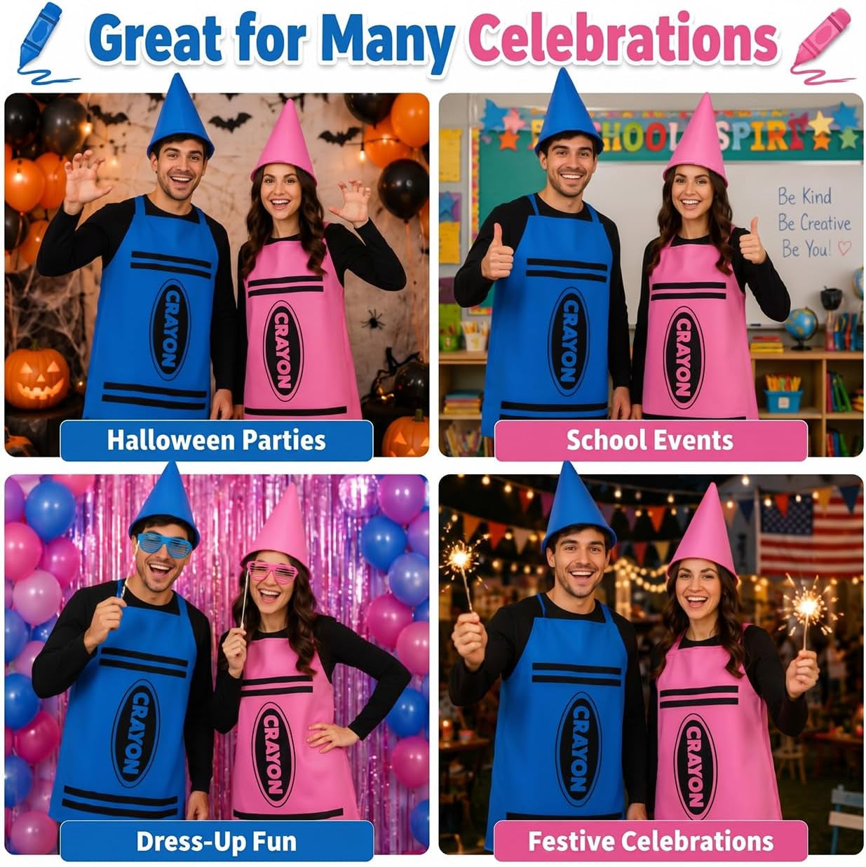 Crayon Costume Set for Adults - School Halloween Dress up Outfit