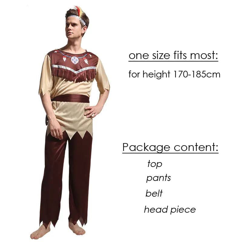 Adult Halloween Cosplay Costumes Indian Primitive Macho Caveman Costume for Men Women Purim Party Mardi Gras Fancy Dress