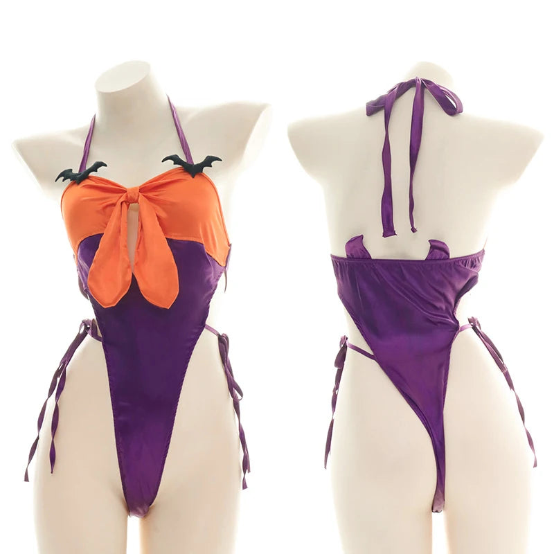 AniLV Halloween Lingerie Party Series Costume Carnival Pumpkin Bat Devil Three-point Bikini Bodysuit Pajamas Uniform Cosplay