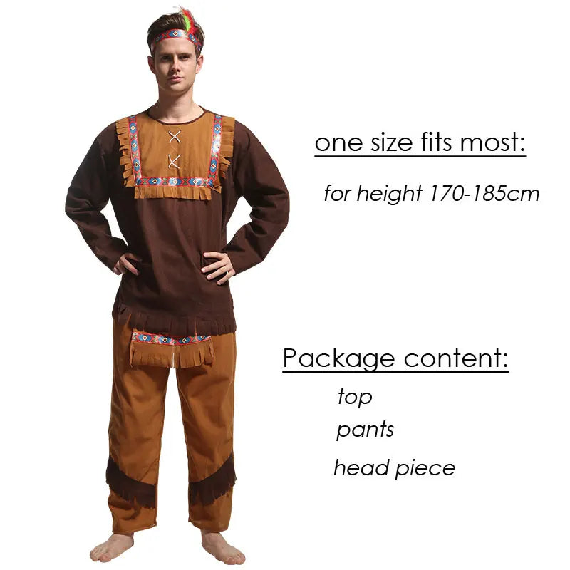 Adult Halloween Cosplay Costumes Indian Primitive Macho Caveman Costume for Men Women Purim Party Mardi Gras Fancy Dress