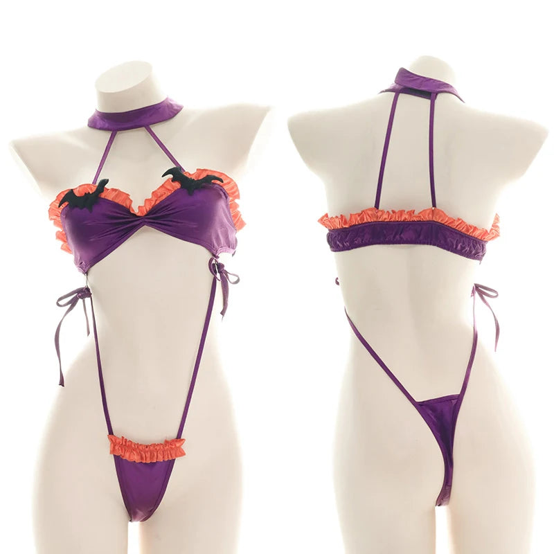 AniLV Halloween Lingerie Party Series Costume Carnival Pumpkin Bat Devil Three-point Bikini Bodysuit Pajamas Uniform Cosplay