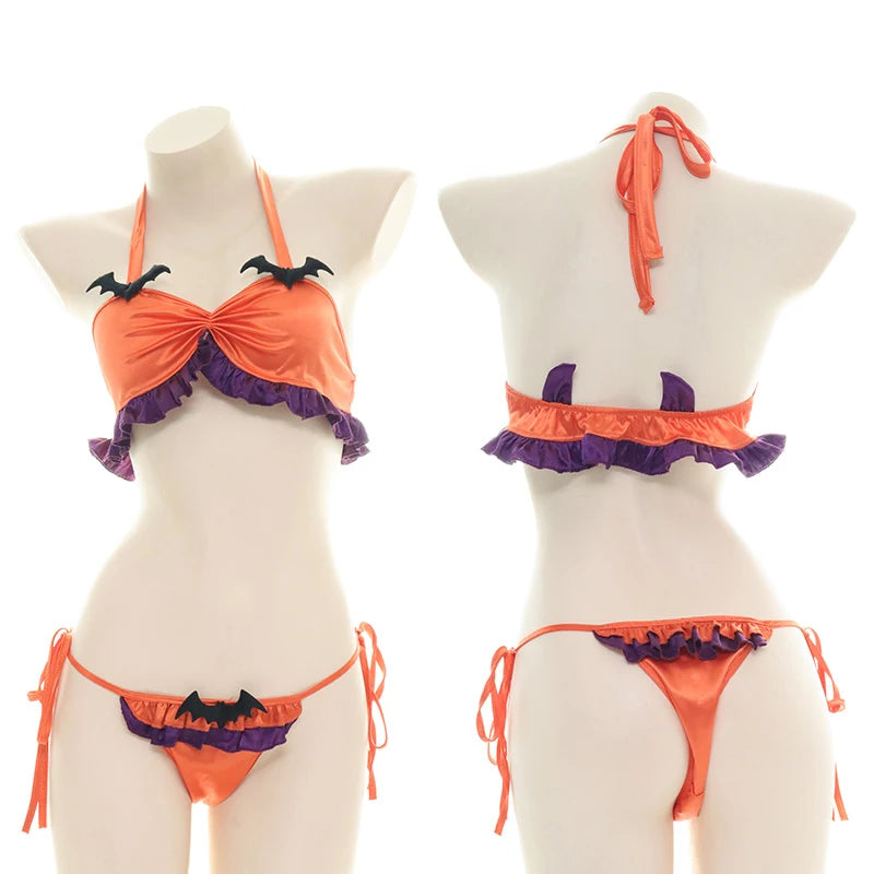 AniLV Halloween Lingerie Party Series Costume Carnival Pumpkin Bat Devil Three-point Bikini Bodysuit Pajamas Uniform Cosplay