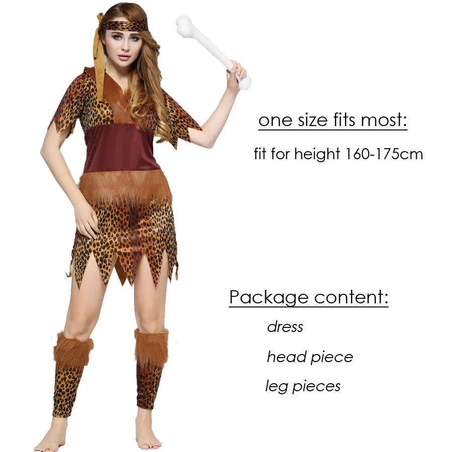 Adult Halloween Cosplay Costumes Indian Primitive Macho Caveman Costume for Men Women Purim Party Mardi Gras Fancy Dress