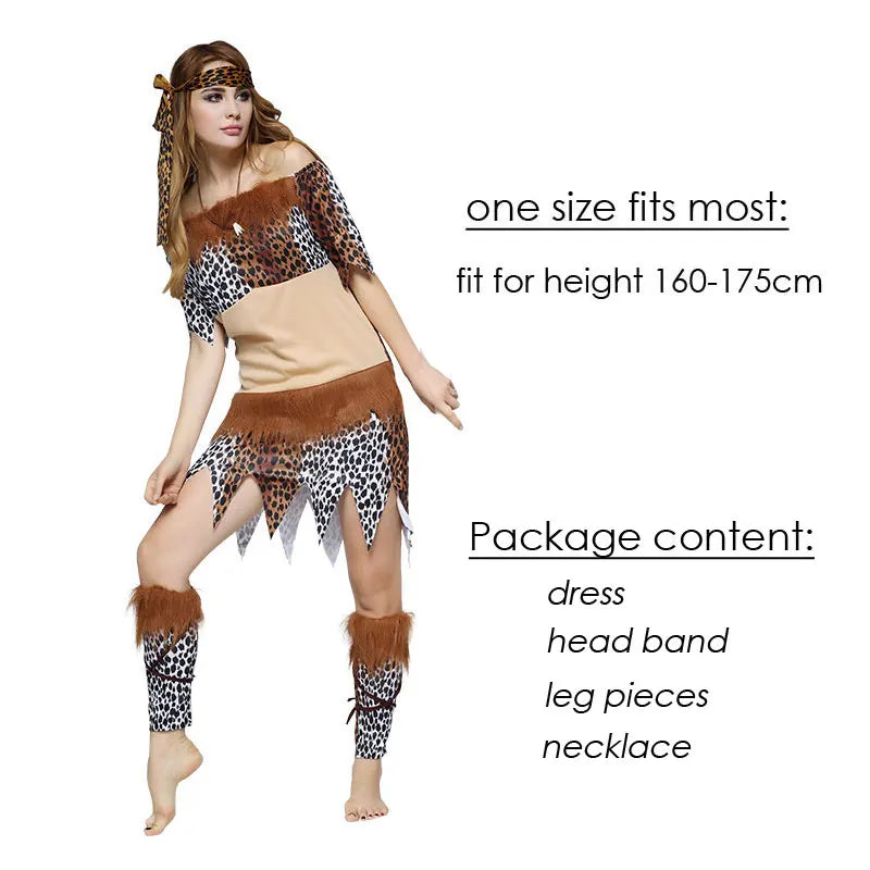 Adult Halloween Cosplay Costumes Indian Primitive Macho Caveman Costume for Men Women Purim Party Mardi Gras Fancy Dress