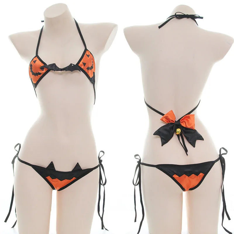 AniLV Halloween Lingerie Party Series Costume Carnival Pumpkin Bat Devil Three-point Bikini Bodysuit Pajamas Uniform Cosplay