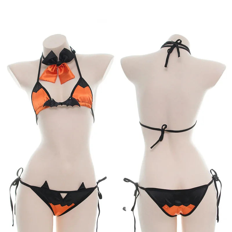 AniLV Halloween Lingerie Party Series Costume Carnival Pumpkin Bat Devil Three-point Bikini Bodysuit Pajamas Uniform Cosplay