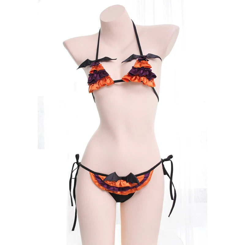 AniLV Halloween Lingerie Party Series Costume Carnival Pumpkin Bat Devil Three-point Bikini Bodysuit Pajamas Uniform Cosplay