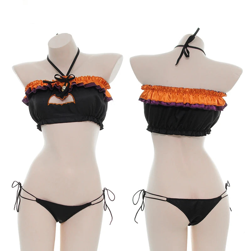 AniLV Halloween Lingerie Party Series Costume Carnival Pumpkin Bat Devil Three-point Bikini Bodysuit Pajamas Uniform Cosplay