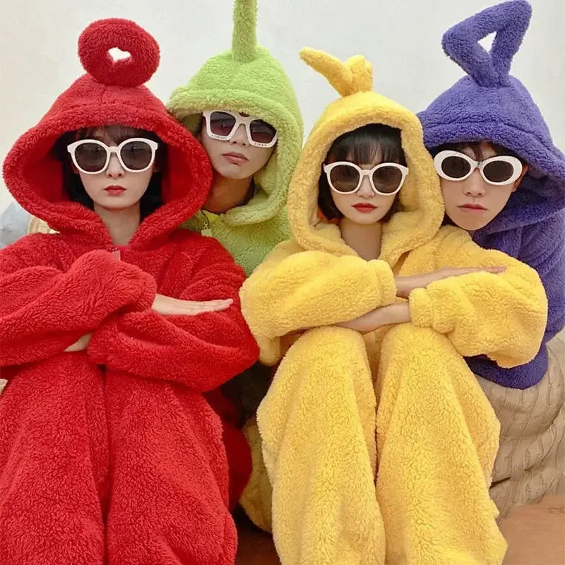 Adults Kids Onesies For groups Soft Long Sleeves Pajamas Dipsy Tinky Winky Po Lala Costumes Home Clothes Women Unisex Homewear Jumpsuit