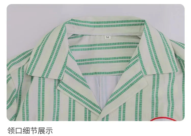 Obsession Nikki Bear Cosplay Costume Green Stripe Shirt Red Zebra Print Halter Top Shorts Halloween Couple Outfit For Carnival