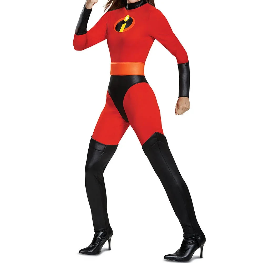 Halloween adult couples incredible cosplay costume anime incredible red jumpsuit mask full set of Halloween costumes for men and women