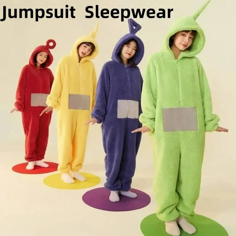 Adults Kids Onesies For groups Soft Long Sleeves Pajamas Dipsy Tinky Winky Po Lala Costumes Home Clothes Women Unisex Homewear Jumpsuit