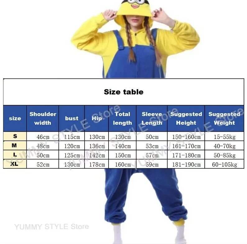 2026 Anime Despicable Me Minions Fleece Pajamas Cartoon Jumpsuit Minions Onesie Sleepwear Adult Home Clothes Halloween Costume