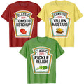 Yellow Mustard,Tomato Ketchup Mustard Condiment DIY Halloween Costume Matching T-Shirt Pickle Relish Halloween Party Tee Clothes