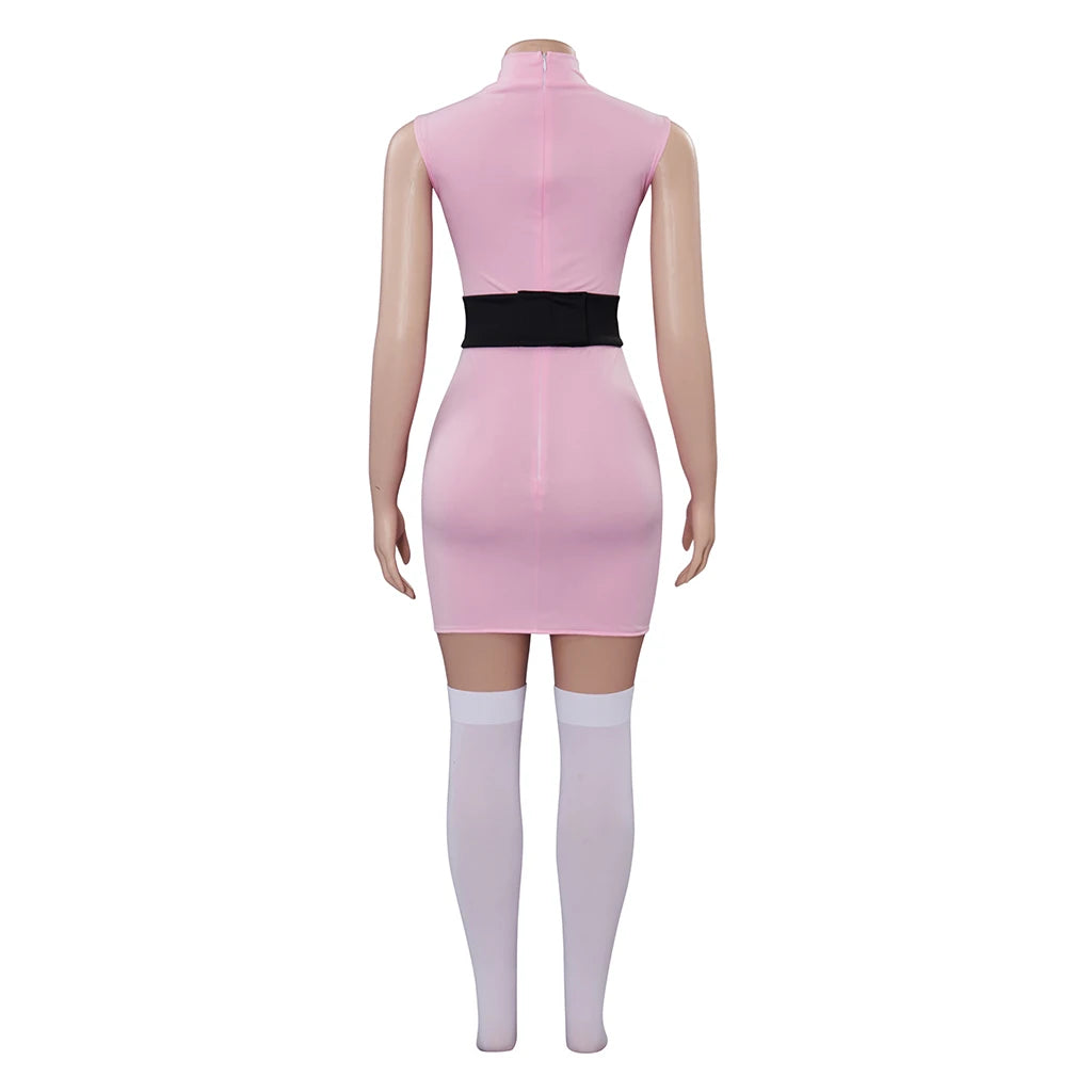 Anime Powerpuff Cosplay Girl Costume Dress Set Blossom Buttercup Bubbles Fancy Dress Halloween Party Women Fancy Dress