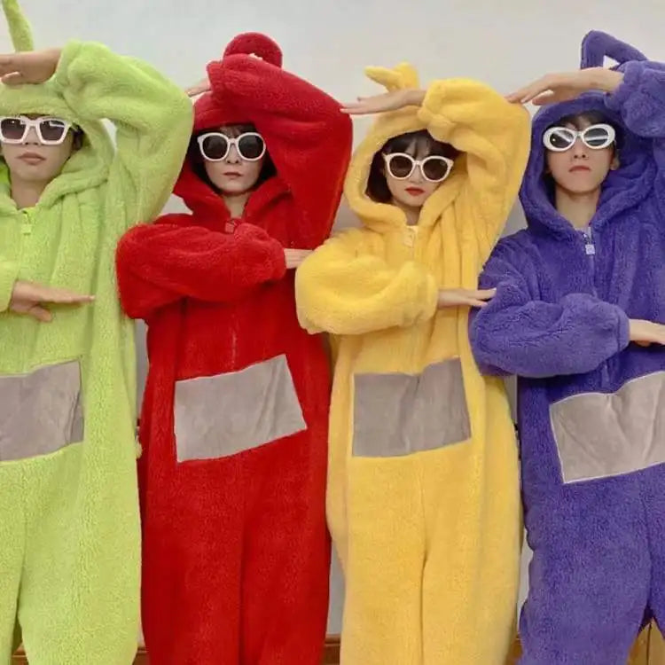 Adults Kids Onesies For groups Soft Long Sleeves Pajamas Dipsy Tinky Winky Po Lala Costumes Home Clothes Women Unisex Homewear Jumpsuit