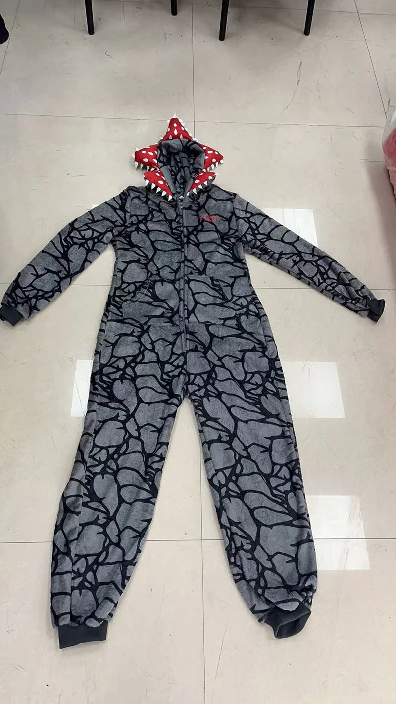 New Adult Kids For groups Fall Winter Thicken Cannibal Flower Demogorgon Cosplay Costume Comfortable Flannel Fabric Pajamas Halloween Suits