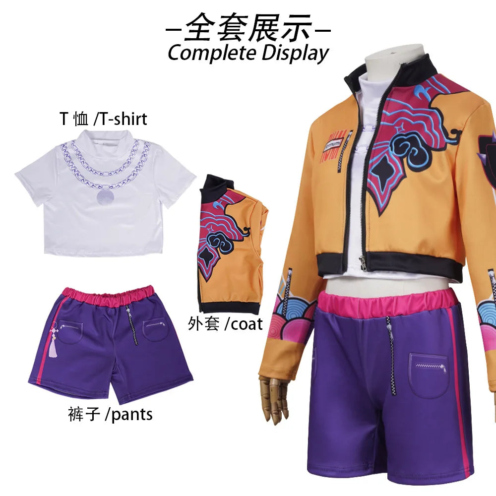 Halloween Fancy Dress Demon Hunters Adult Kids Street Hip Hop Role Play Outfit 3 Styles Printed Crop Top Skirt Shorts Idol Stage Costume