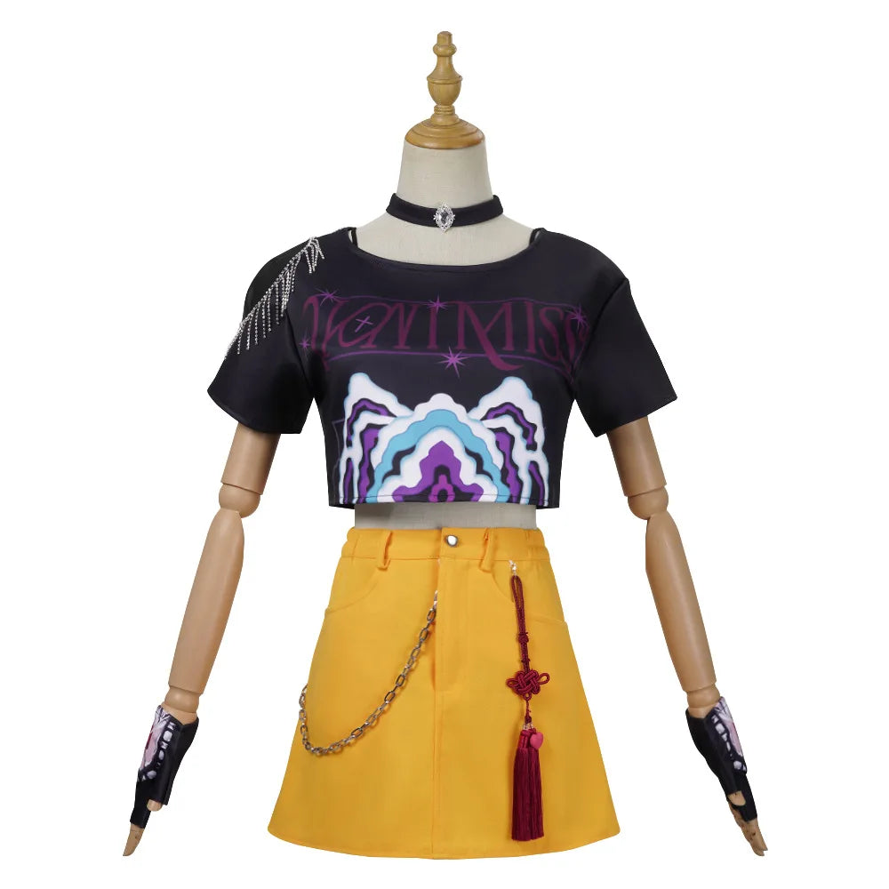 Halloween Fancy Dress Demon Hunters Adult Kids Street Hip Hop Role Play Outfit 3 Styles Printed Crop Top Skirt Shorts Idol Stage Costume