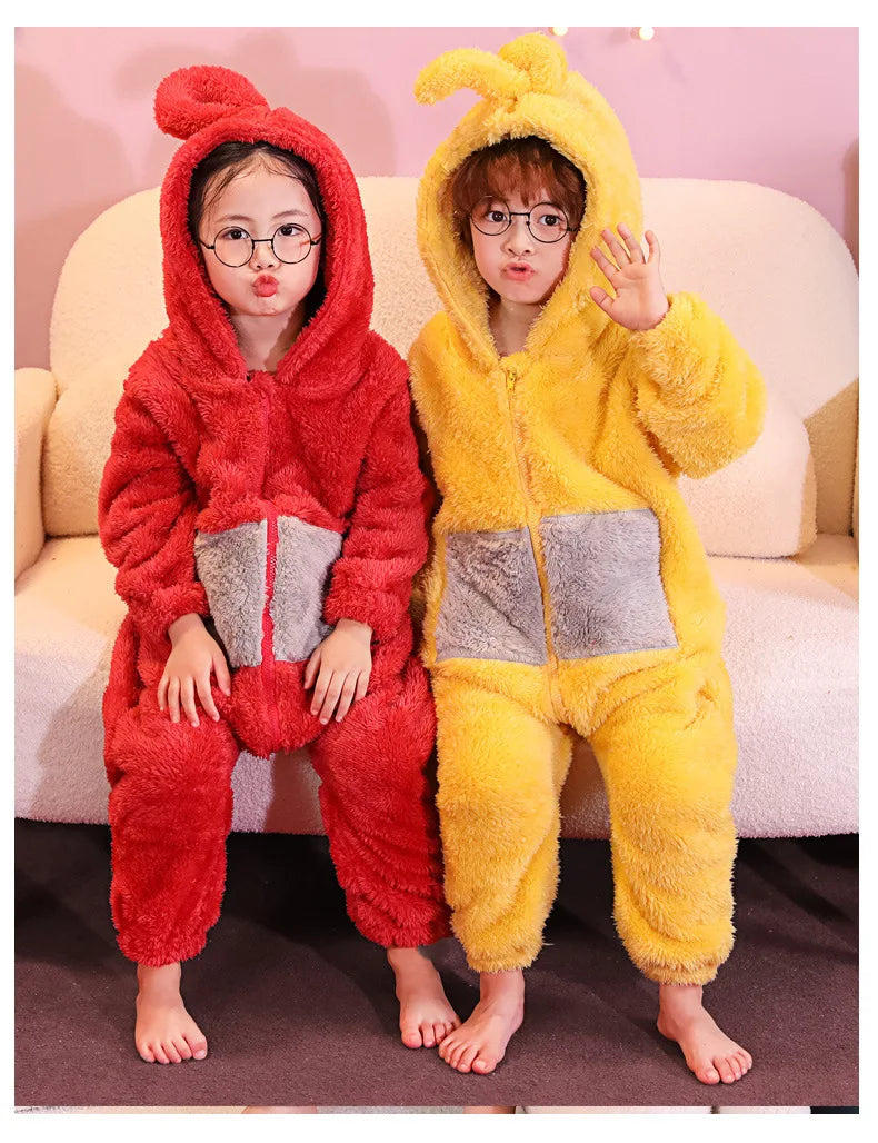 Adults Kids Onesies For groups Soft Long Sleeves Pajamas Dipsy Tinky Winky Po Lala Costumes Home Clothes Women Unisex Homewear Jumpsuit