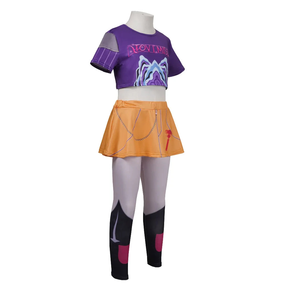 Halloween Fancy Dress Demon Hunters Adult Kids Street Hip Hop Role Play Outfit 3 Styles Printed Crop Top Skirt Shorts Idol Stage Costume