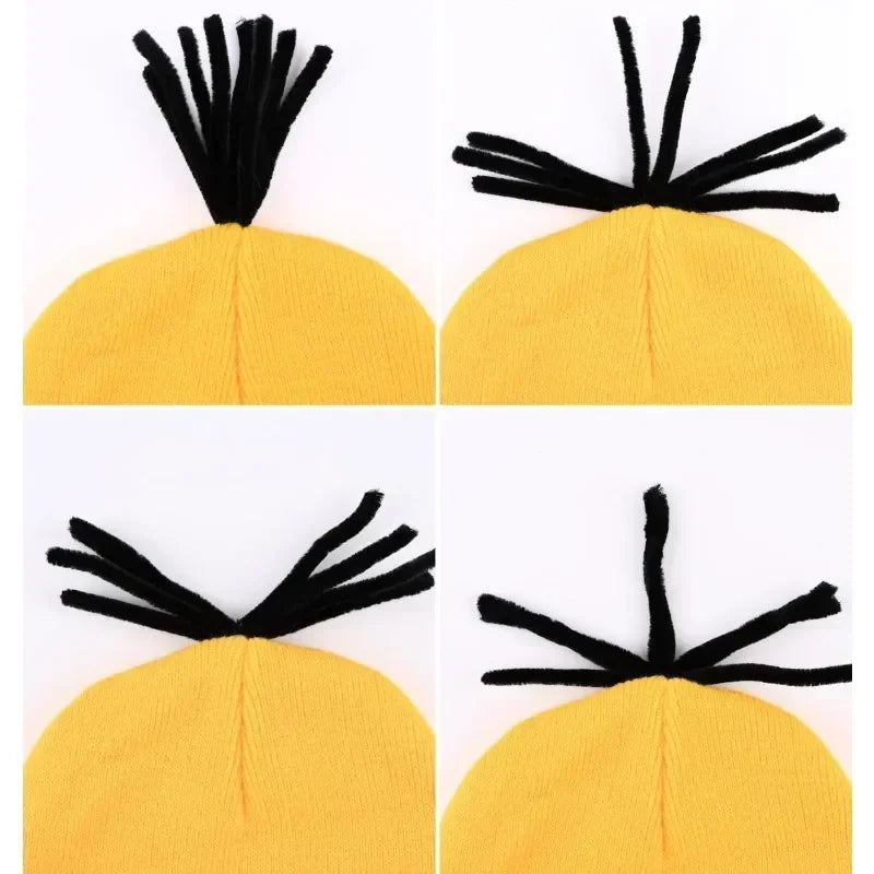 Disfraz disguise Funny Halloween Costume Accessories Adult Couples,Goggles Glasses/Yellow Beanie/Gloves for Men Women Cosplay Party Set
