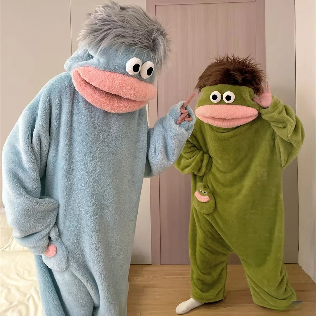 Funny Monster Monster Plush Cartoon Sleepwear Costume Full Face Plush Costume Adult Halloween Carnival Party Outfit Pajama Party