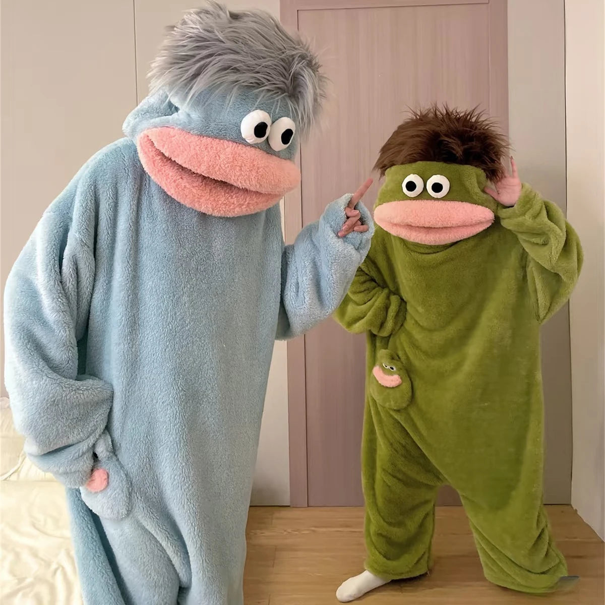 Funny Monster Monster Plush Cartoon Sleepwear Costume Full Face Plush Costume Adult Halloween Carnival Party Outfit Pajama Party