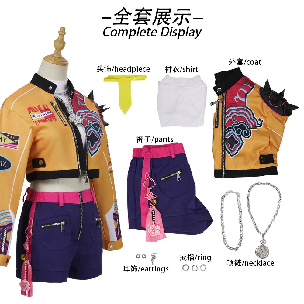 Halloween Fancy Dress Demon Hunters Adult Kids Street Hip Hop Role Play Outfit 3 Styles Printed Crop Top Skirt Shorts Idol Stage Costume