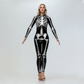 Halloween Cosplay Skeleton Printed Scary Costume Zentai Bodysuit Carnival Purim Family Matching Suits Day of The Dead