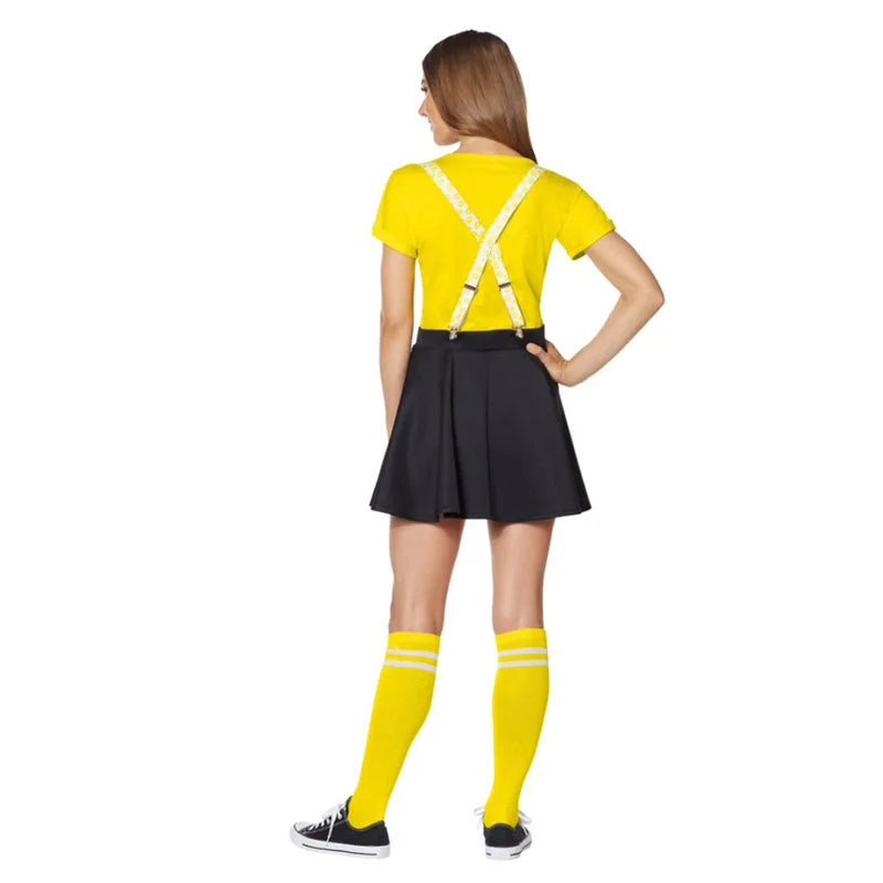 Women's M&M's Costume Adult M Halloween Team Costumes Womens T-shirt Black Skirt Stocking Set For Funny Party