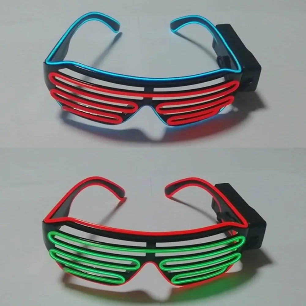 Wireless LED Glowing Glasses Cool Colorful Neon Glasses Double Colors Glow-in-the-dark Luminous Glasses Halloween Costumes