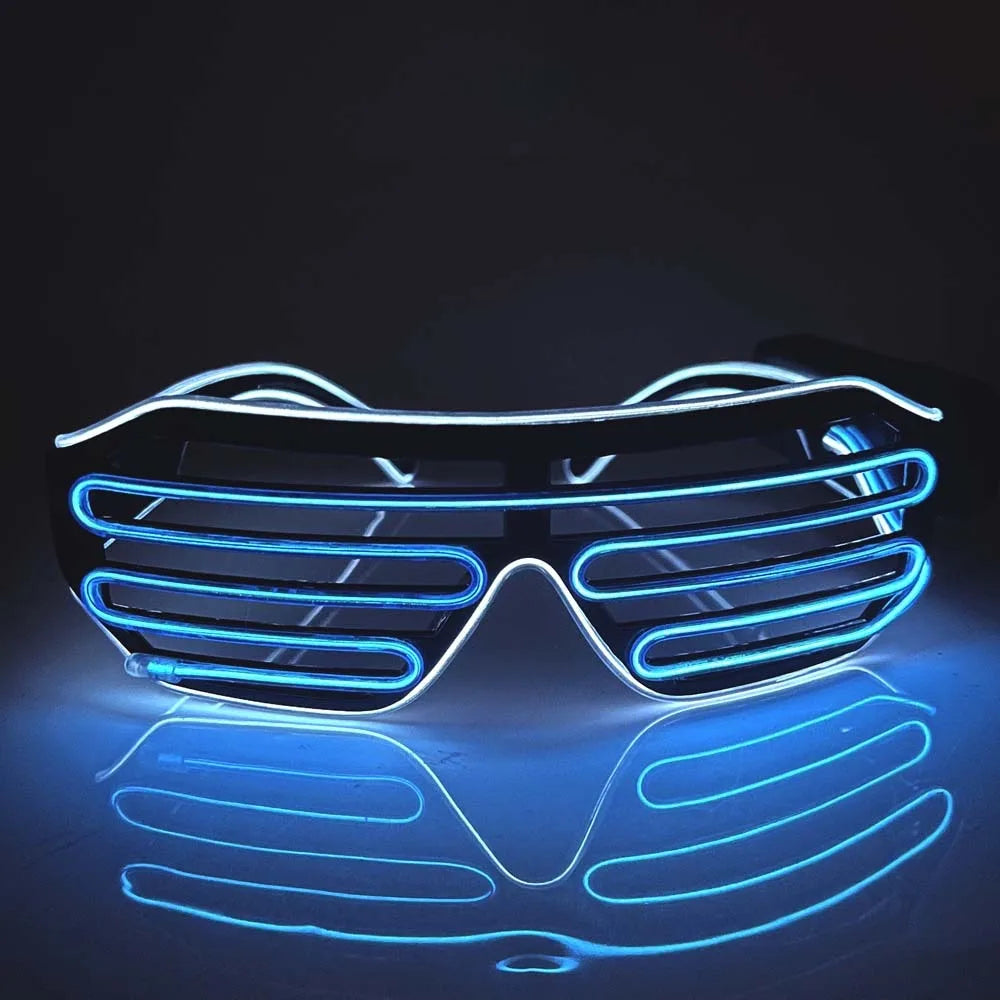 Wireless LED Glowing Glasses Cool Colorful Neon Glasses Double Colors Glow-in-the-dark Luminous Glasses Halloween Costumes