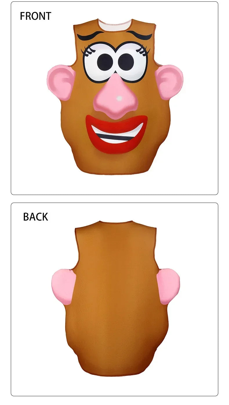 Funny Mr. and Mrs. Potato Head Matching Outfit Halloween Cosplay Tunic Couple Potato Head Costume Carnival Party Disguise Wear