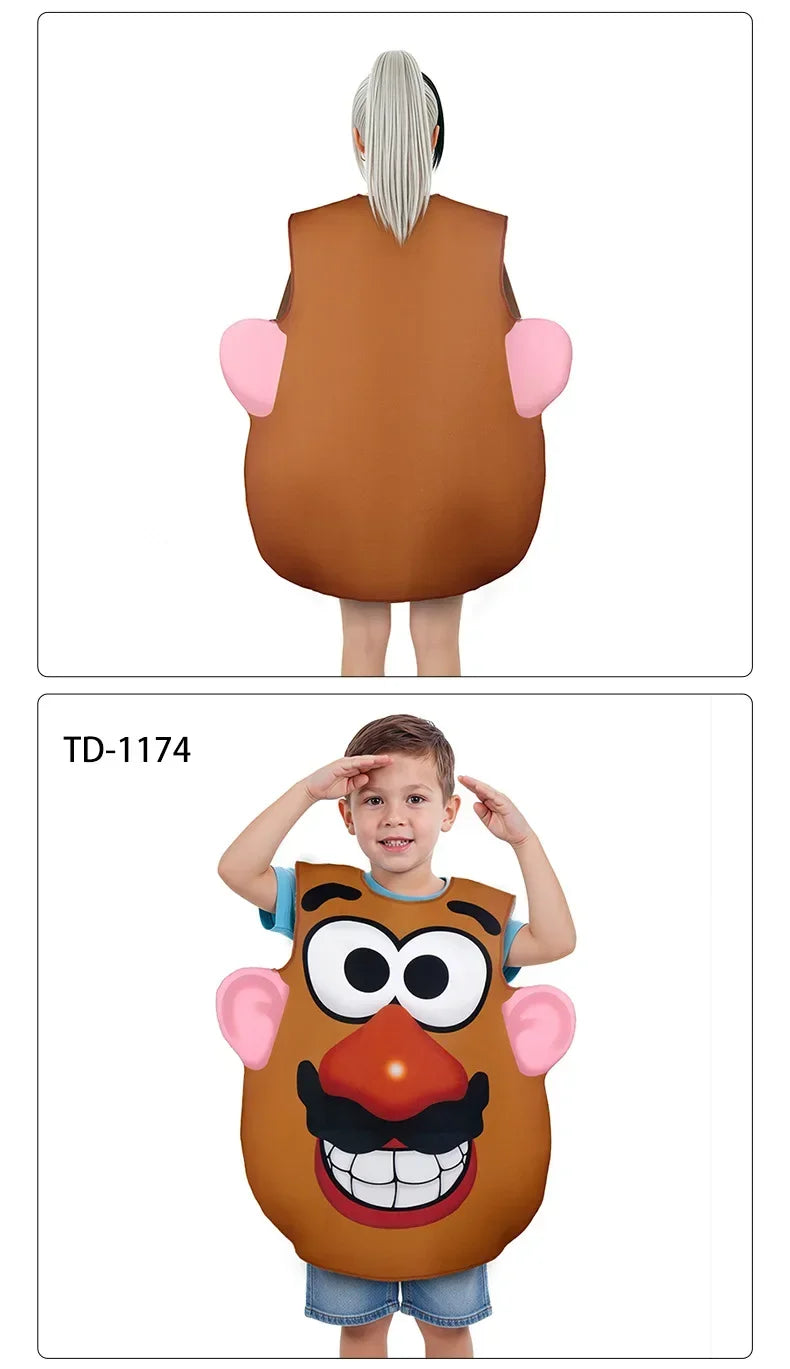 Funny Mr. and Mrs. Potato Head Matching Outfit Halloween Cosplay Tunic Couple Potato Head Costume Carnival Party Disguise Wear