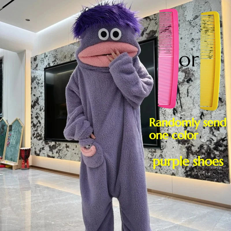 Funny Monster Monster Plush Cartoon Sleepwear Costume Full Face Plush Costume Adult Halloween Carnival Party Outfit Pajama Party