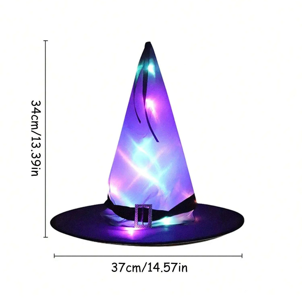 LED Halloween Flashing Light Witch Hat Starry Sky Ghost Festival Dress Up Glowing Elf Ghost Hat Lamp Home Decoration Hanging