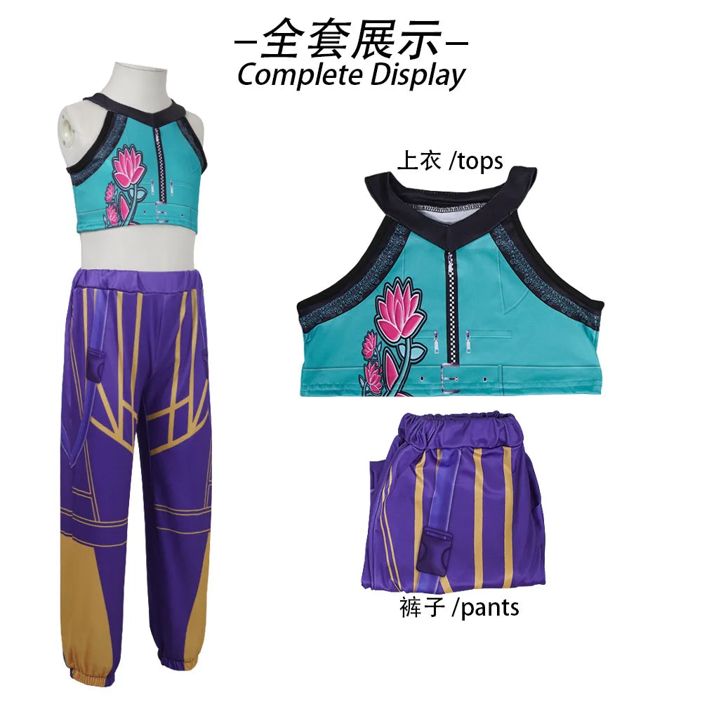 Halloween Fancy Dress Demon Hunters Adult Kids Street Hip Hop Role Play Outfit 3 Styles Printed Crop Top Skirt Shorts Idol Stage Costume