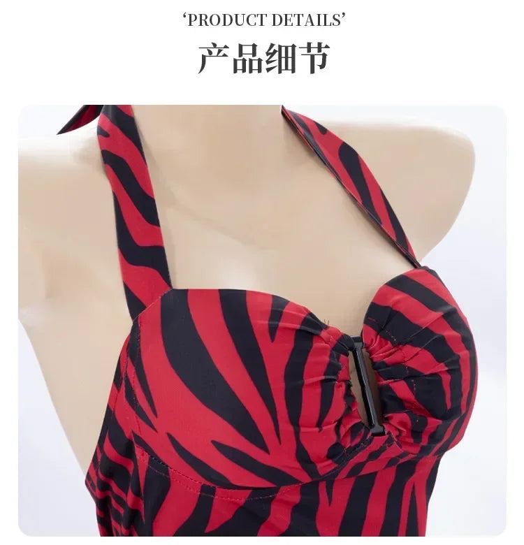 Obsession Nikki Bear Cosplay Costume Green Stripe Shirt Red Zebra Print Halter Top Shorts Halloween Couple Outfit For Carnival