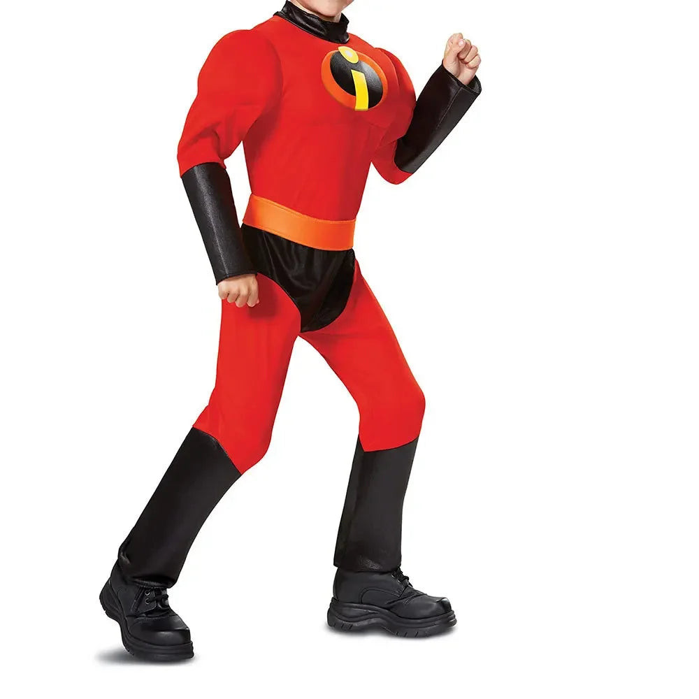Halloween adult couples incredible cosplay costume anime incredible red jumpsuit mask full set of Halloween costumes for men and women