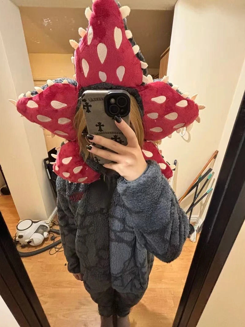New Adult Kids For groups Fall Winter Thicken Cannibal Flower Demogorgon Cosplay Costume Comfortable Flannel Fabric Pajamas Halloween Suits