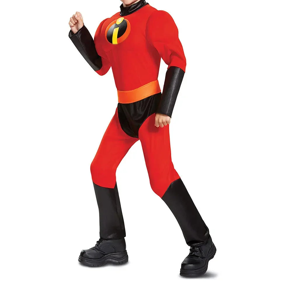 Halloween adult couples incredible cosplay costume anime incredible red jumpsuit mask full set of Halloween costumes for men and women