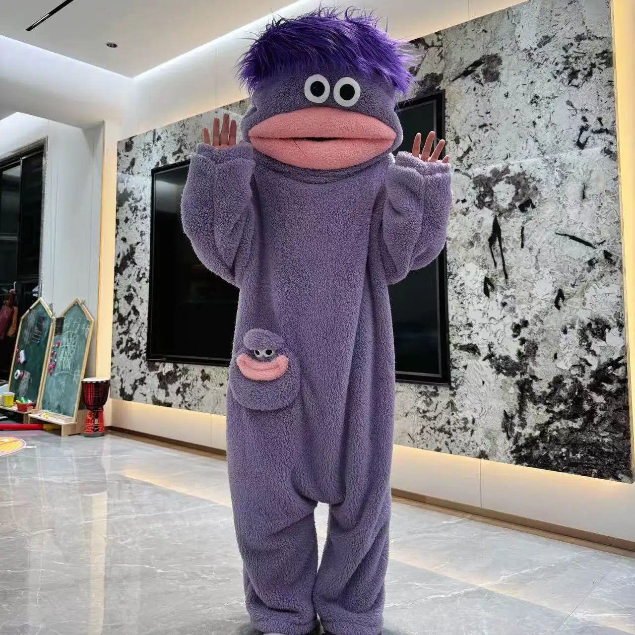 Funny Monster Monster Plush Cartoon Sleepwear Costume Full Face Plush Costume Adult Halloween Carnival Party Outfit Pajama Party