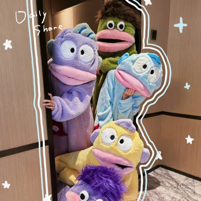 Funny Monster Monster Plush Cartoon Sleepwear Costume Full Face Plush Costume Adult Halloween Carnival Party Outfit Pajama Party
