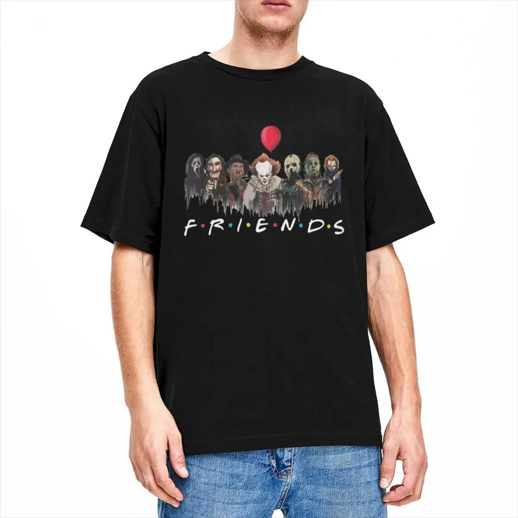 Men Women's T-Shirt Halloween Movie Horror Friends Merchandise Novelty Cotton Short Sleeve thrilling movie T Shirt Round Collar