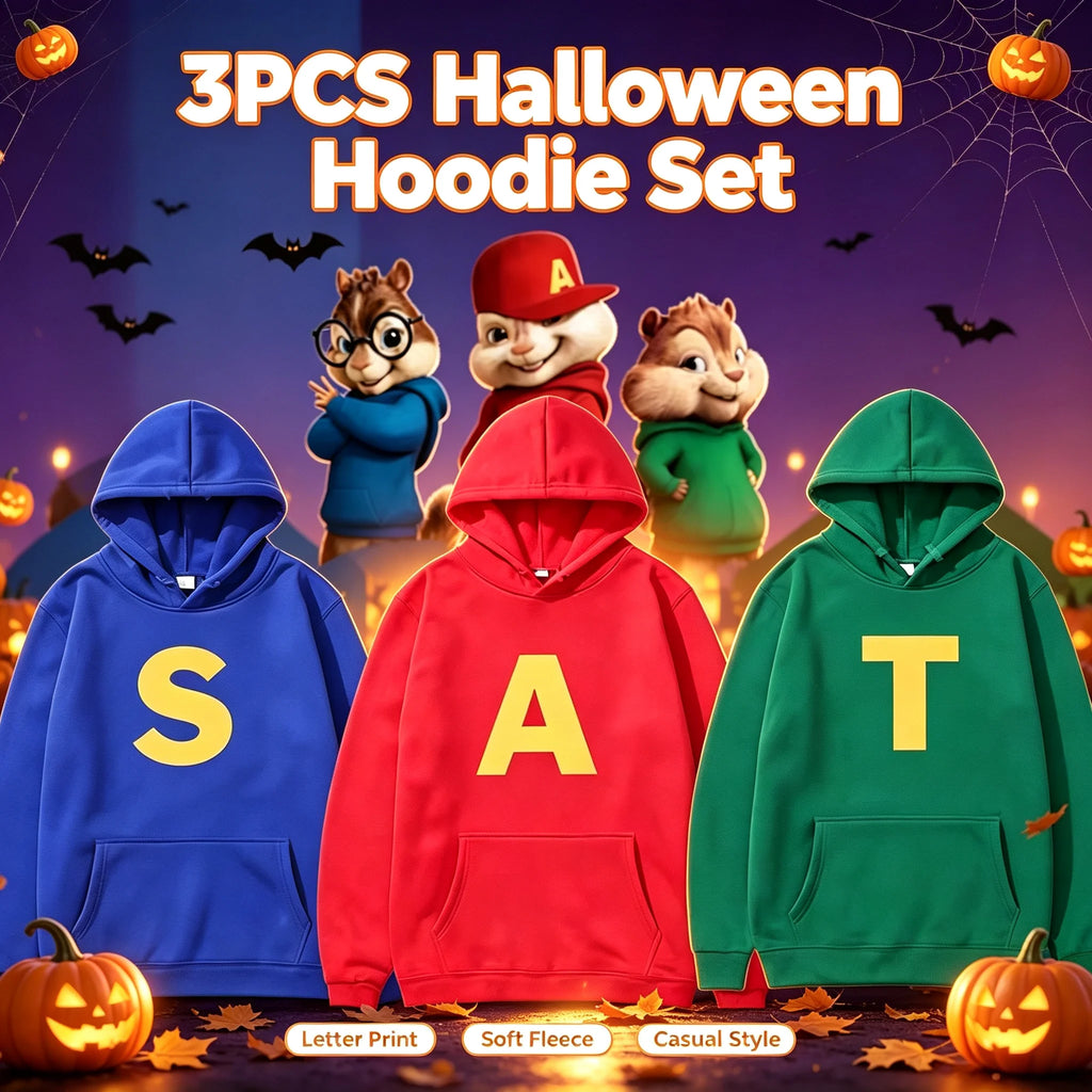 3PC New hoodies Spring and Autumn Unisex Casual Sportswear Men's Hoody Alvin Chipmunk Halloween Costume Women's Pullover top