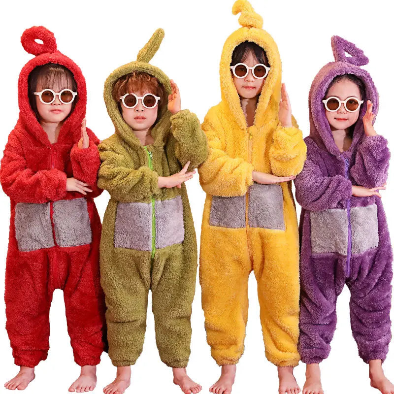 Adults Kids Onesies For groups Soft Long Sleeves Pajamas Dipsy Tinky Winky Po Lala Costumes Home Clothes Women Unisex Homewear Jumpsuit