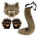 Foxes Mask+Tail +Gloves Set Halloween Cosplays Costume Accessorie Theme Party Dress Up Props Carnival Party Costumes Accessories