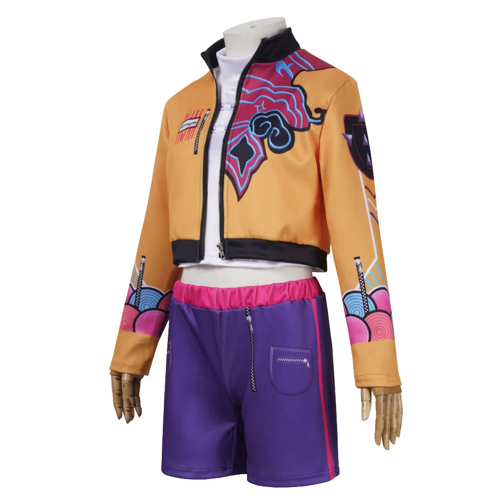 Halloween Fancy Dress Demon Hunters Adult Kids Street Hip Hop Role Play Outfit 3 Styles Printed Crop Top Skirt Shorts Idol Stage Costume